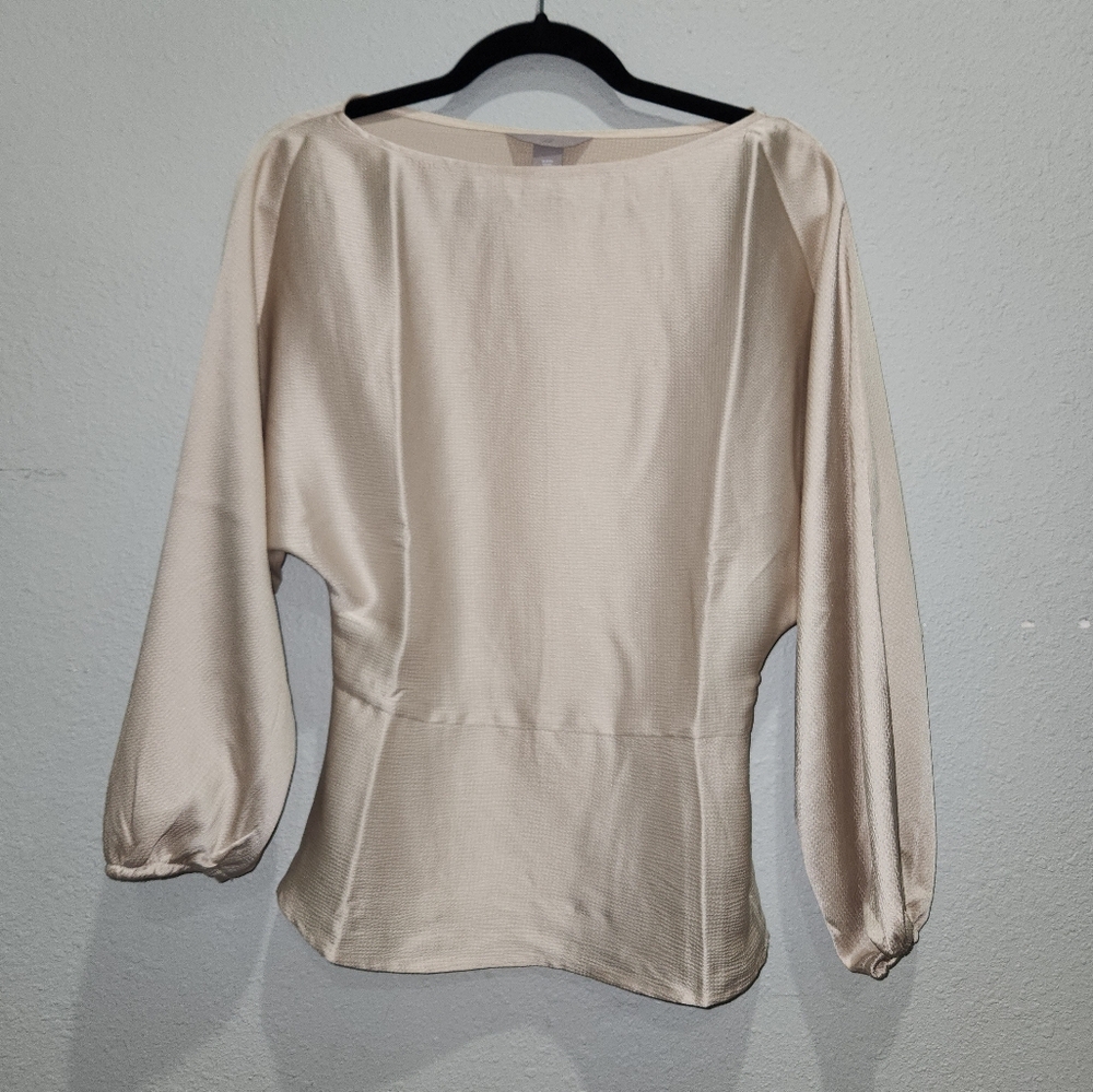 H and M modest beige satin like top